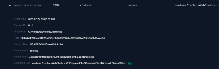 SOC incident analysis. Letsdefend, SOC342 ‑ CVE‑2025‑53770 SharePoint ToolShell Auth Bypass and RCE - 12